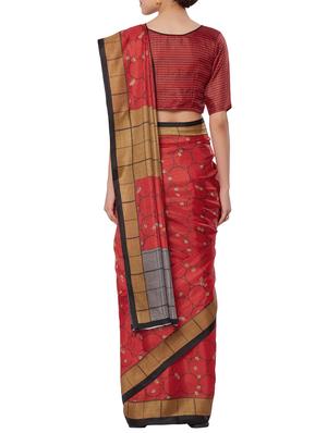 geometric printed saree with blouse - 15860794 - Standard Image - 2