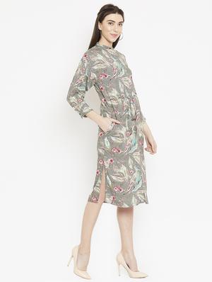 side slit tie-front floral dress - 15860937 - Standard Image - 2