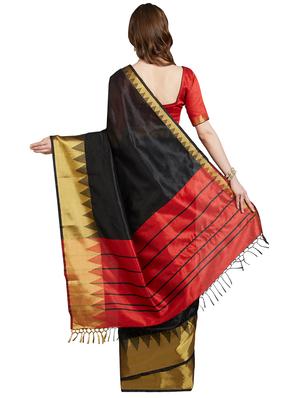 temple zari border woven saree with blouse - 15861408 - Standard Image - 2