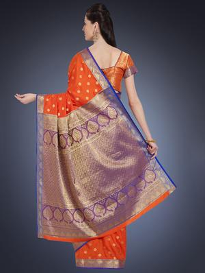 ethnic zari motif tussar saree with blouse - 15861421 - Standard Image - 2