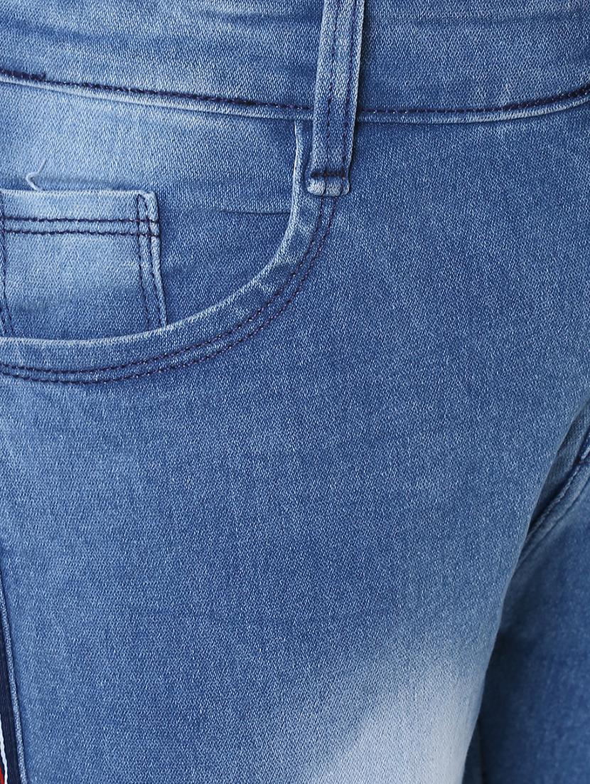 light blue cotton blend washed jeans - 15862176 - Zoom Image - 5