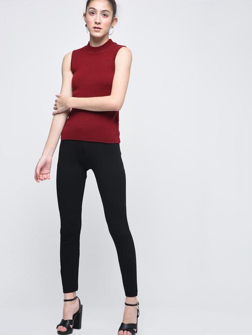 high waist solid jegging - 15863097 - Very Small Image - 1