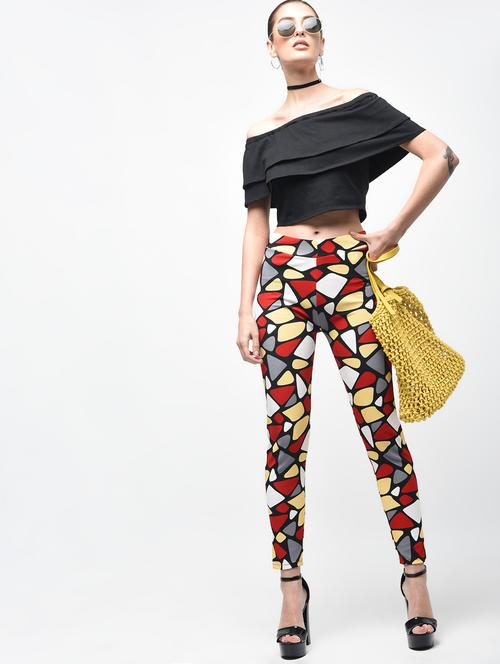 high rise geometric print jegging - 15863104 - Standard Image - 1