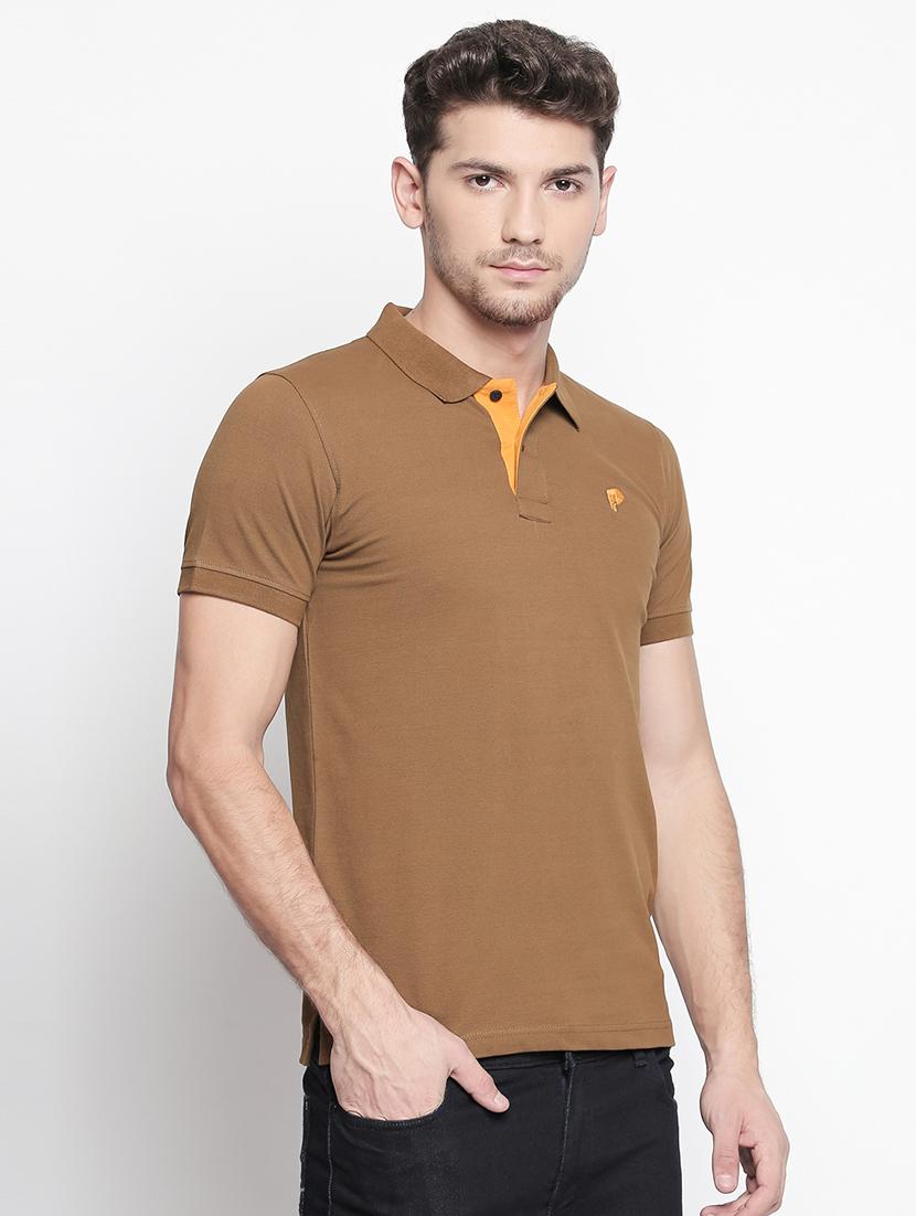 solid brown polo t-shirt - 15863799 - Zoom Image - 2