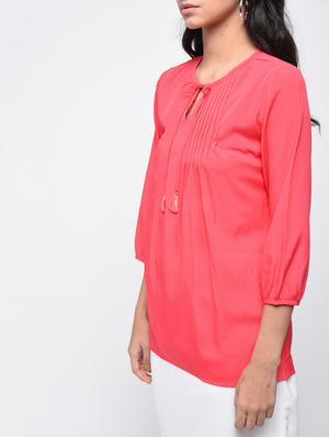 tie up neck pintucked top - 15864347 - Standard Image - 5