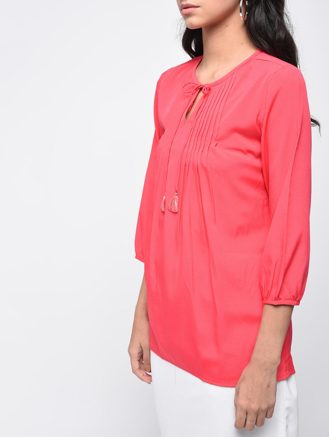 tie up neck pintucked top - 15864347 - Zoom Image - 5