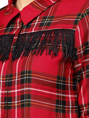 Fringe detail tartan checked shirt - 15864545 - Standard Image - 5