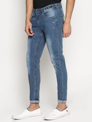 blue cotton blend washed jeans - 15864860 - Standard Image - 2