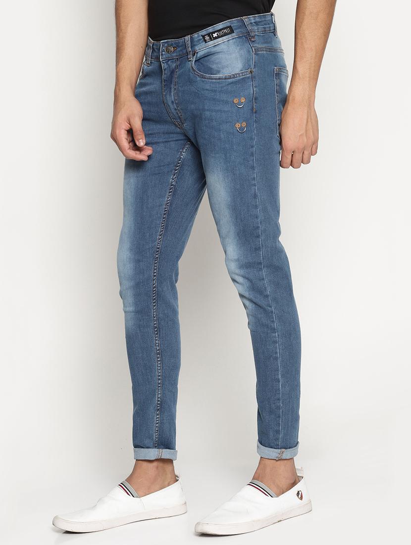 blue cotton blend washed jeans - 15864860 - Zoom Image - 2