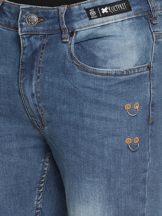 blue cotton blend washed jeans - 15864860 - Zoom Image - 5