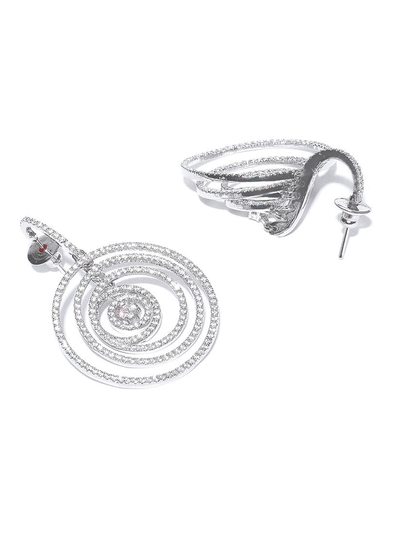 silver brass hoop earring - 15865858 - Zoom Image - 2