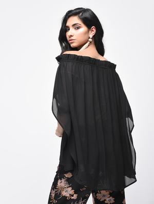 cape sleeved off shoulder top - 15866244 - Standard Image - 2