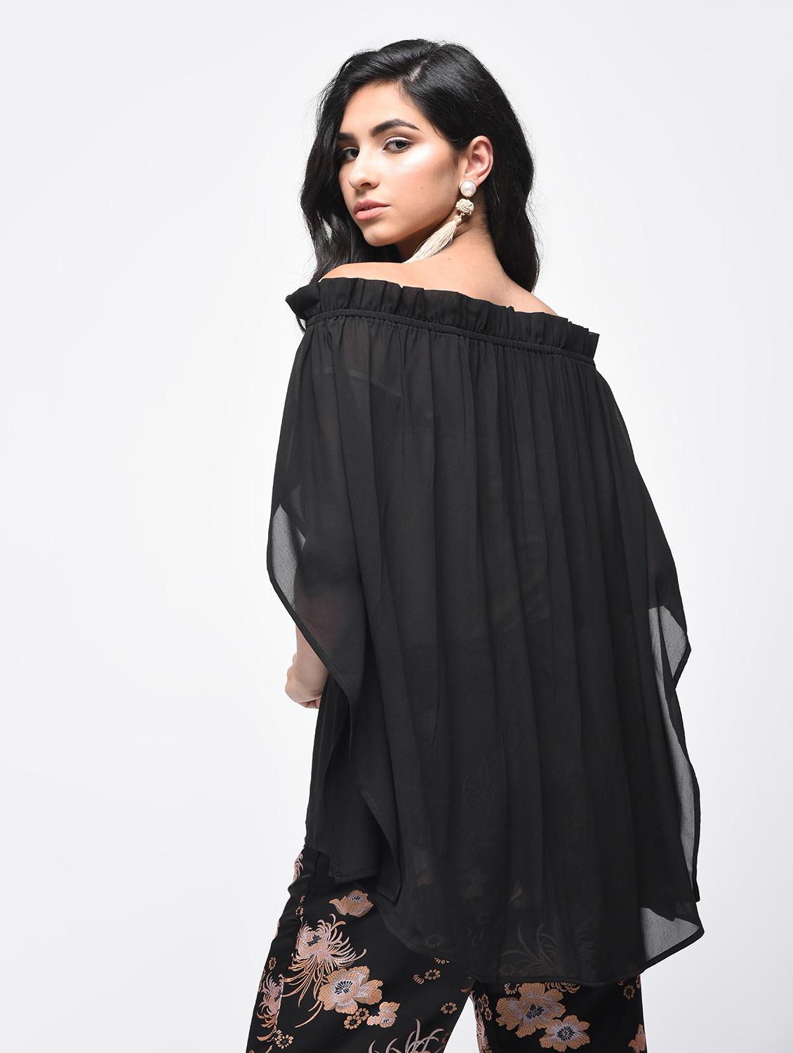 cape sleeved off shoulder top - 15866244 - Zoom Image - 2