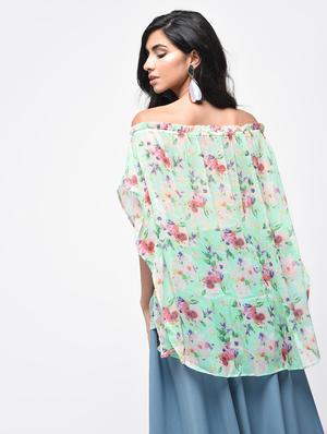 cape sleeved off shoulder top - 15866250 - Standard Image - 2