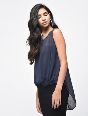 embellished neck asymmetric top - 15866259 - Standard Image - 2