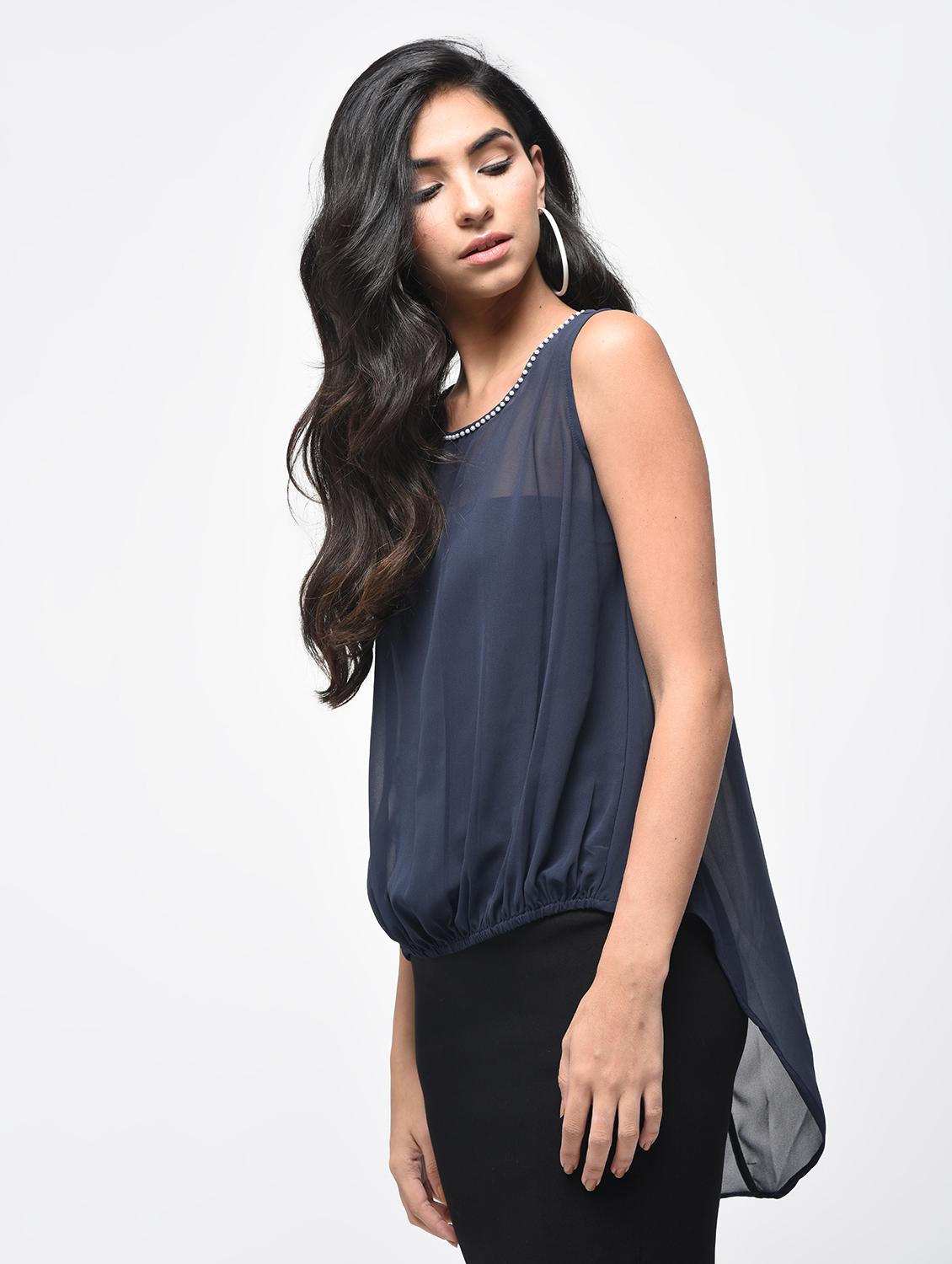 embellished neck asymmetric top - 15866259 - Zoom Image - 2