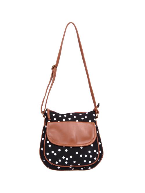 black canvas printed sling bag - 15866907 - Standard Image - 1