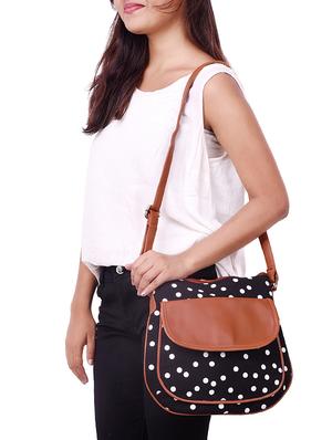 black canvas printed sling bag - 15866907 - Standard Image - 5