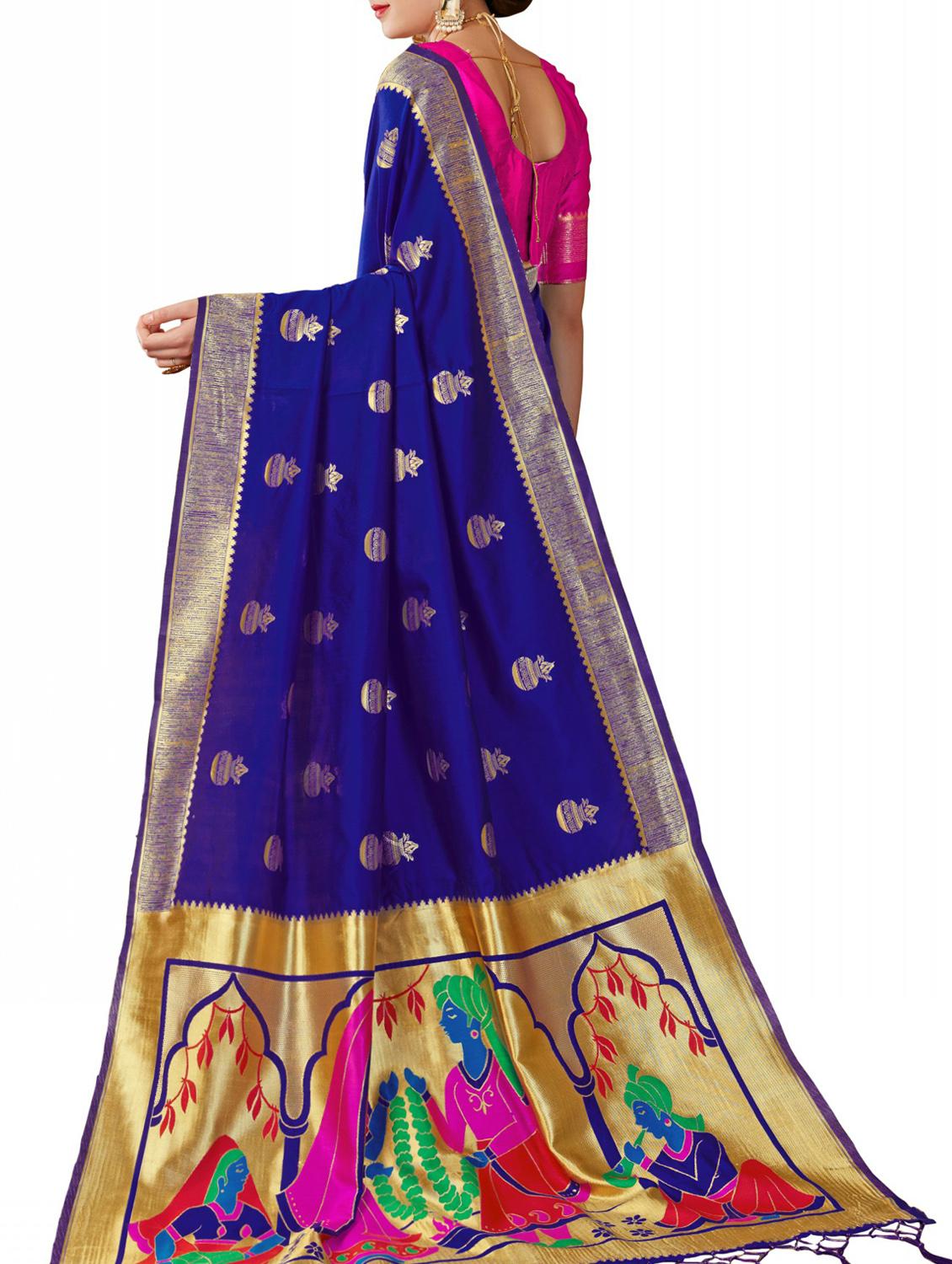 conversational zari motif banarasi saree with blouse - 15867117 - Zoom Image - 2
