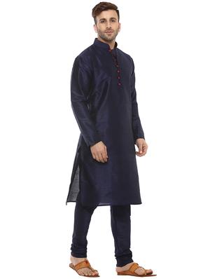 navy blue kurta pyjama set - 15867317 - Standard Image - 2