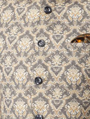 multi colored polyester single breasted bandhgala blazer - 15867770 - Standard Image - 5