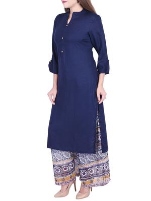 Solid kurta with palazzo set - 15868280 - Standard Image - 2