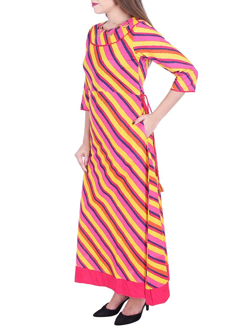 Leheriya a-line kurta - 15868297 - Zoom Image - 2
