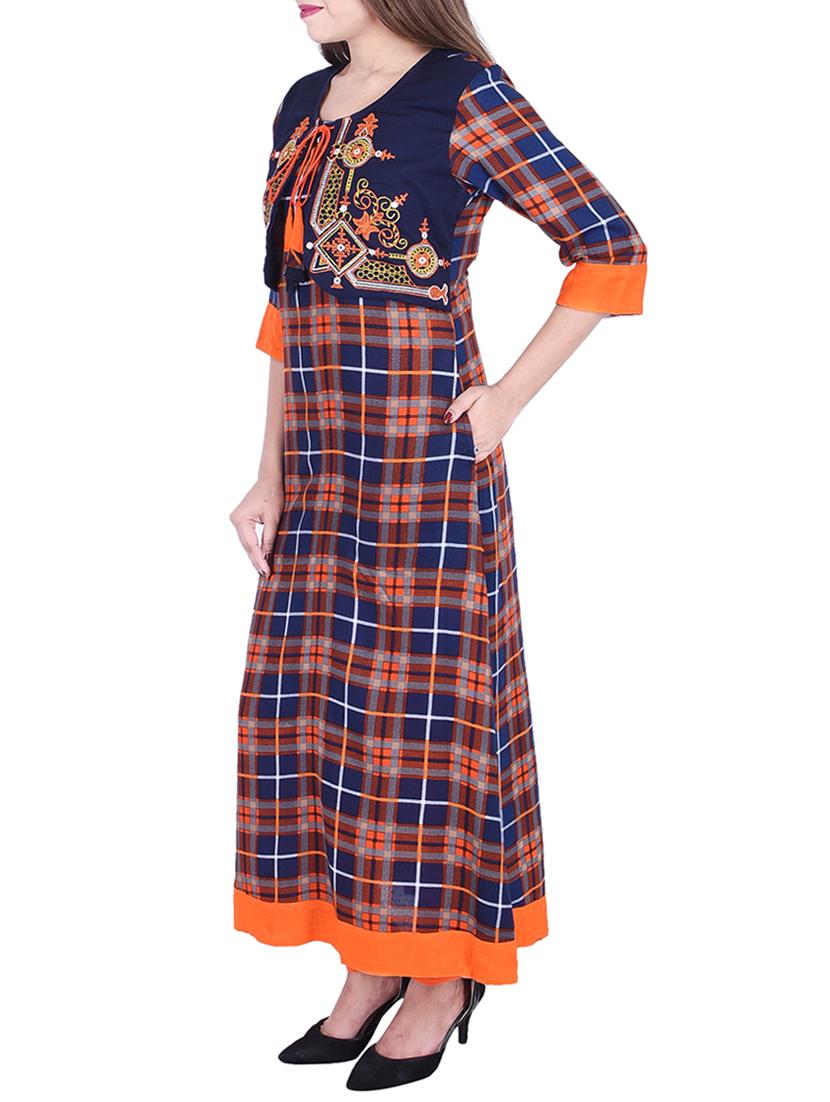 Checkered a-line kurta - 15868299 - Zoom Image - 2