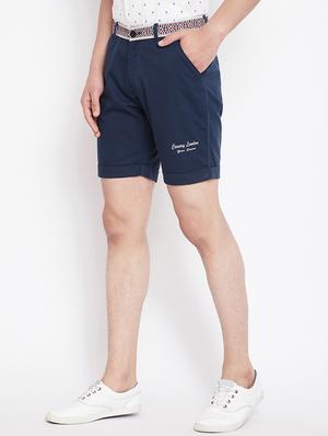 navy blue cotton blend shorts - 15870313 - Standard Image - 2