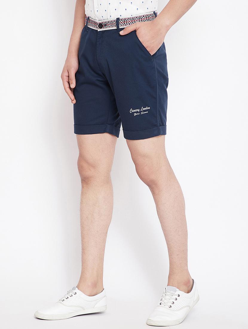 navy blue cotton blend shorts - 15870313 - Zoom Image - 2