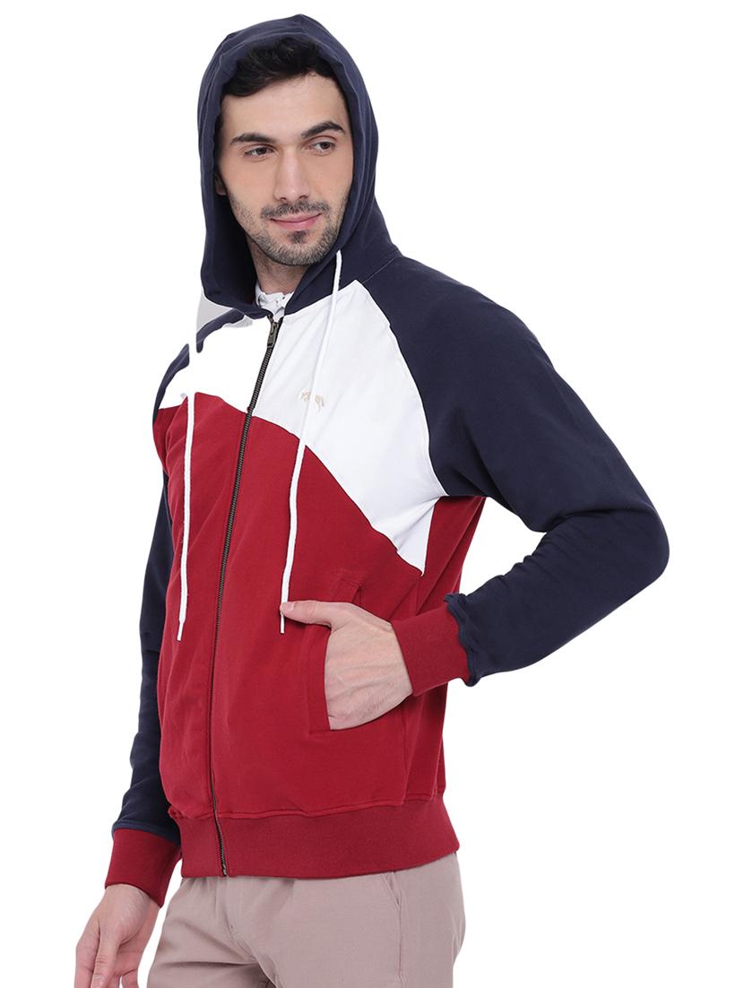 red cotton color block sweatshirt - 15871164 - Zoom Image - 2