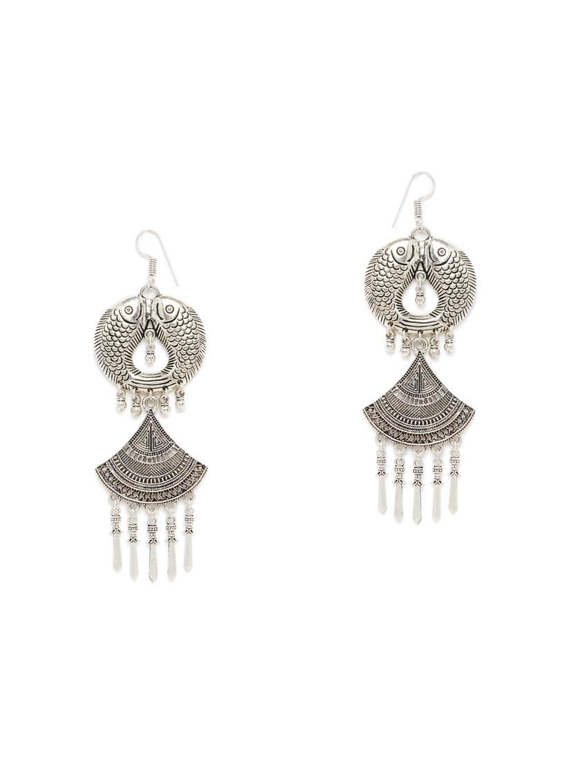 silver metal drop earring - 15871326 - Zoom Image - 2