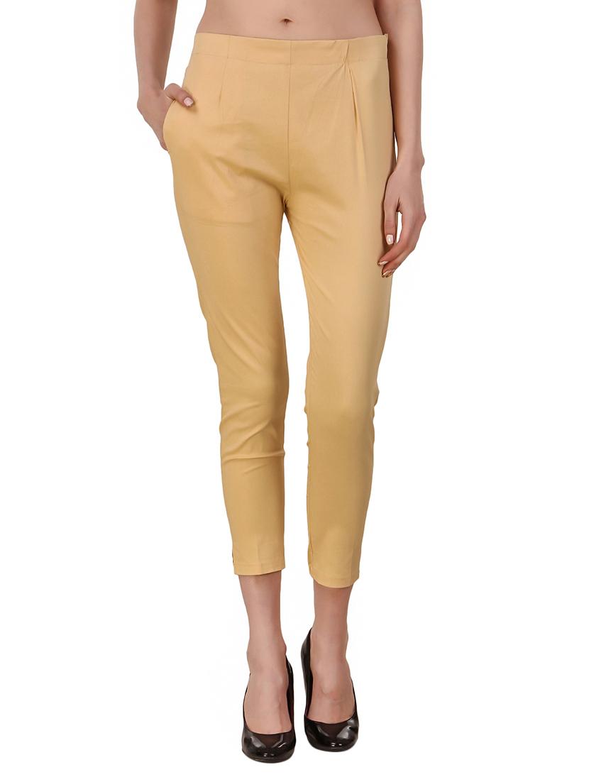 women mid rise side slit cigarette pants