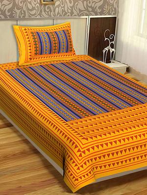 cotton single bedsheet with 1 pillow cover - 15872531 - Standard Image - 2