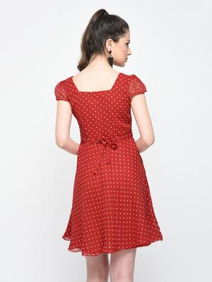 tie back polka dots flared dress - 15874949 - Standard Image - 2