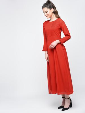 ruffle trim pintucked a-line dress - 15874958 - Standard Image - 2