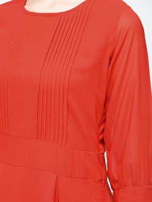 ruffle trim pintucked a-line dress - 15874958 - Standard Image - 5