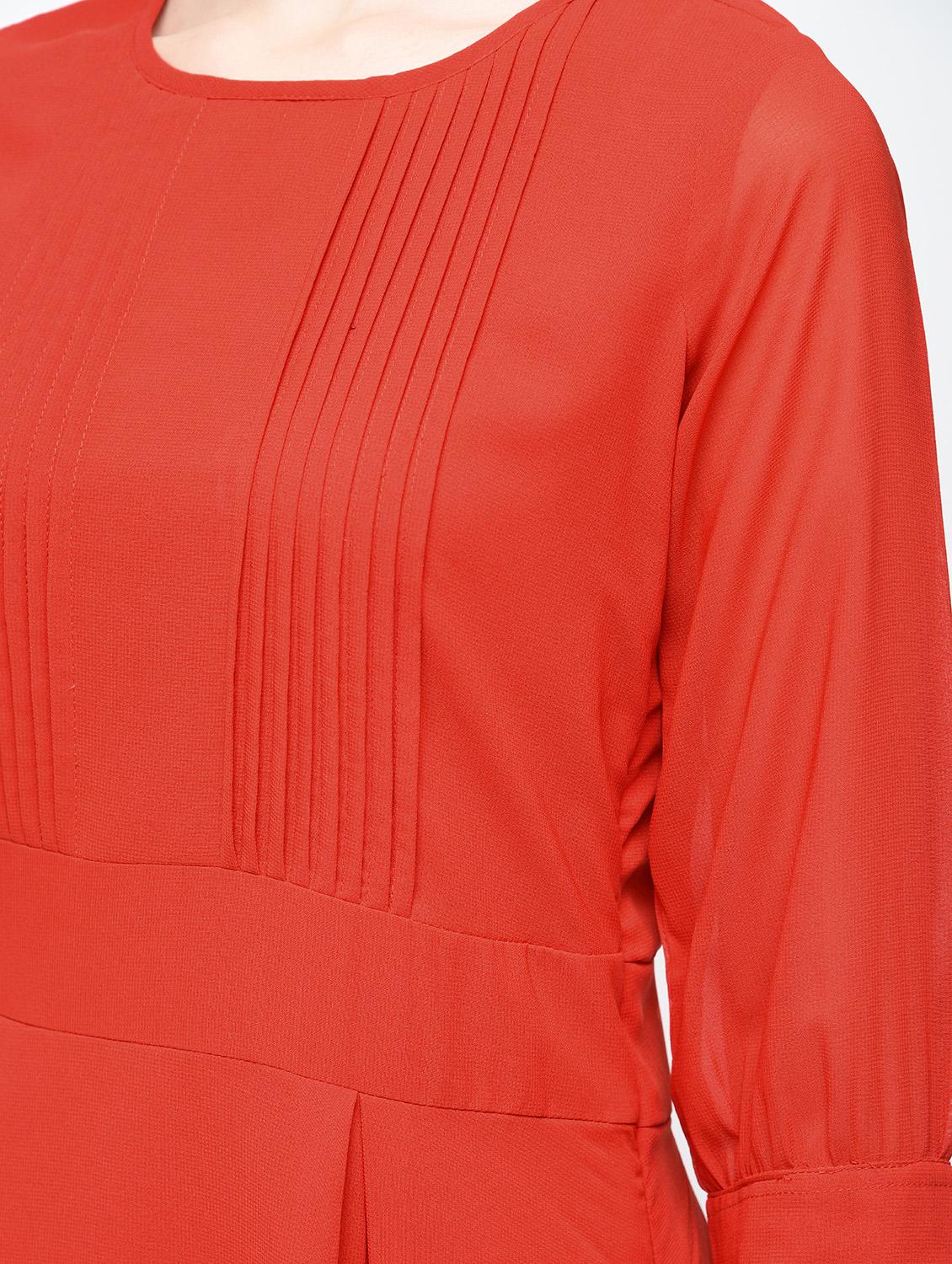 ruffle trim pintucked a-line dress - 15874958 - Zoom Image - 5