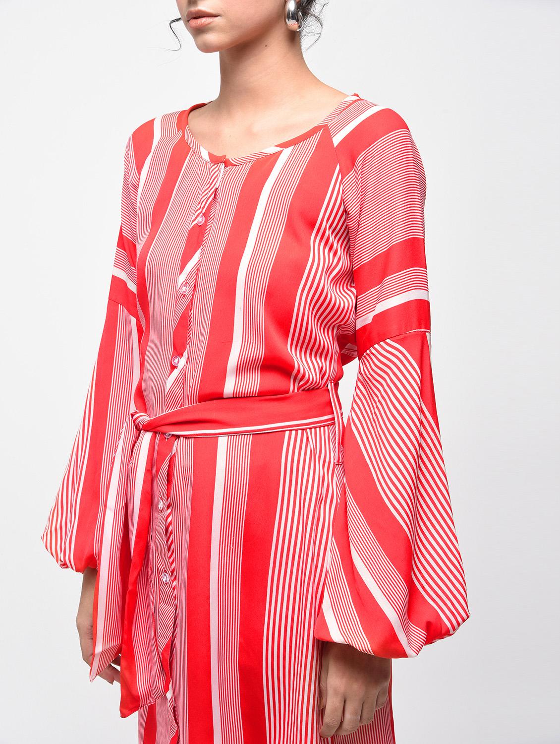striped button up belted dress - 15874964 - Zoom Image - 5