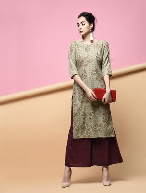 pastel printed straight kurta - 15875966 - Standard Image - 2