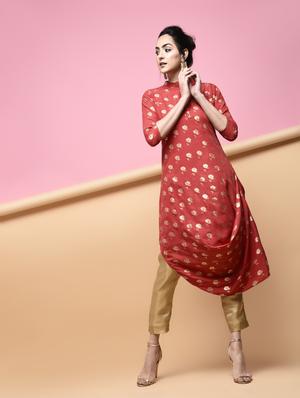 Foil print cowl kurta - 15875991 - Standard Image - 2