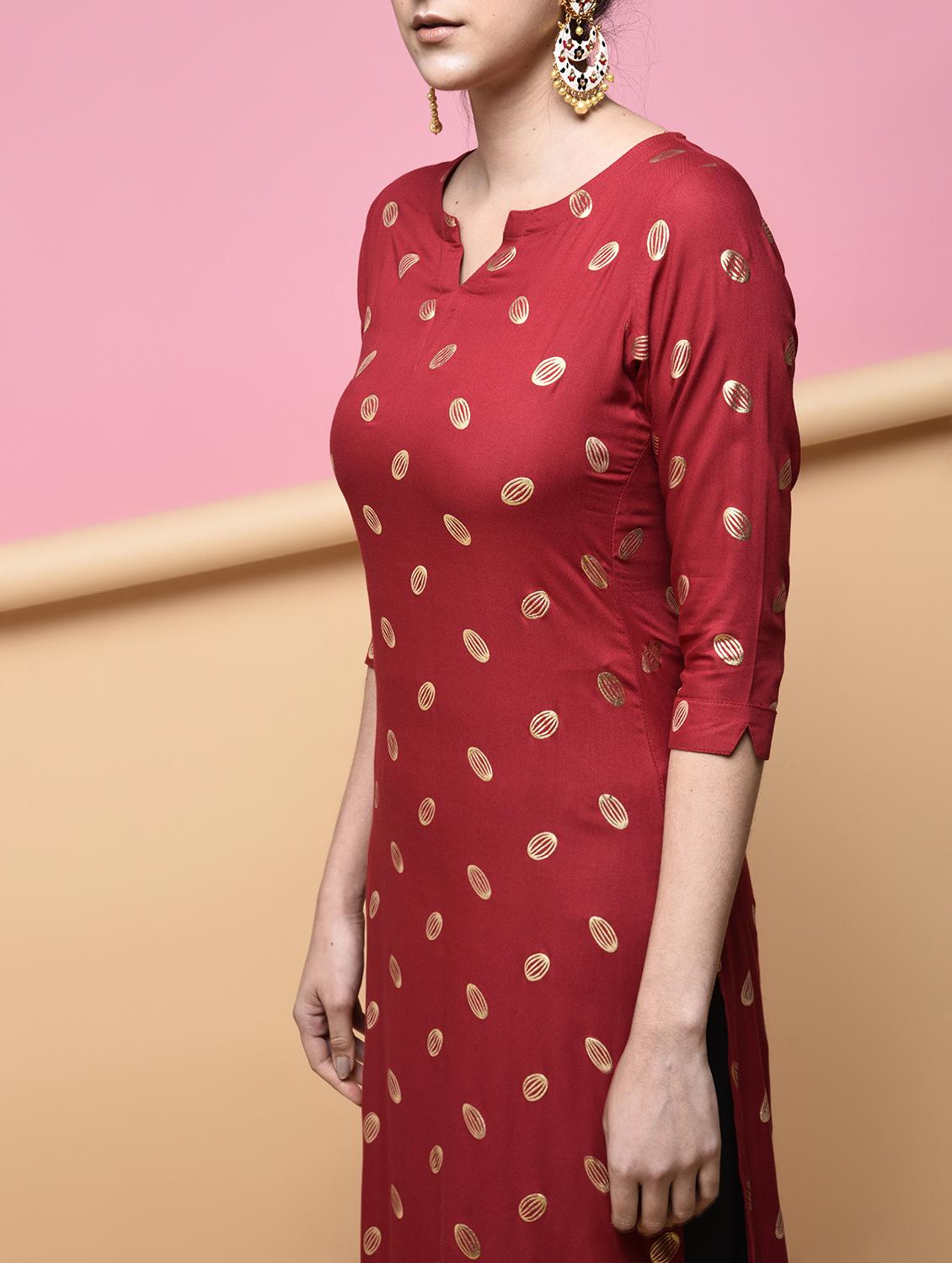 foil printed kurta with palazzo set - 15876551 - Zoom Image - 5