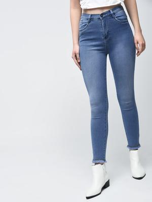 stone washed frayed skinny jeans - 15876702 - Standard Image - 2