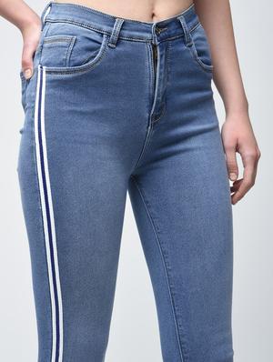 side striped frayed skinny jeans - 15876703 - Standard Image - 5
