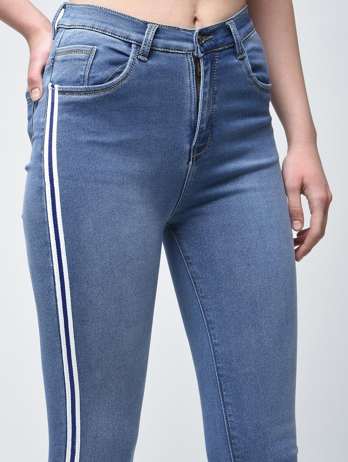 side striped frayed skinny jeans - 15876703 - Zoom Image - 5