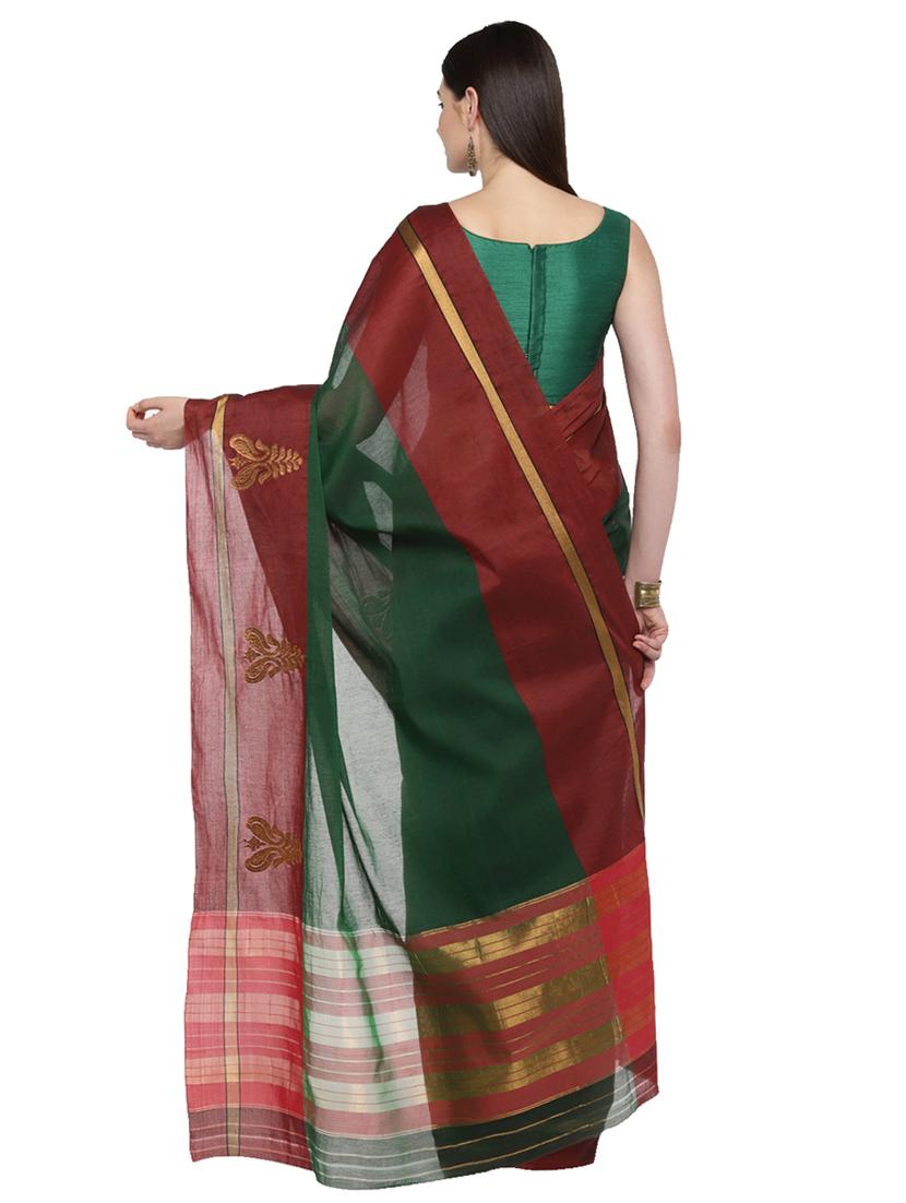 paisley zari border woven saree with blouse - 15876944 - Zoom Image - 2