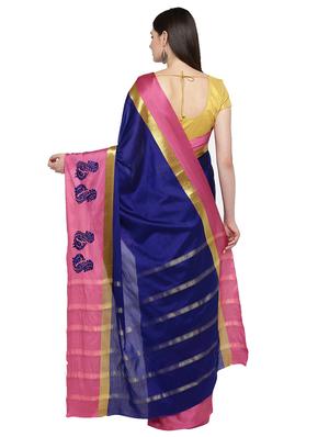 contrast zari border woven saree with blouse - 15876945 - Standard Image - 2