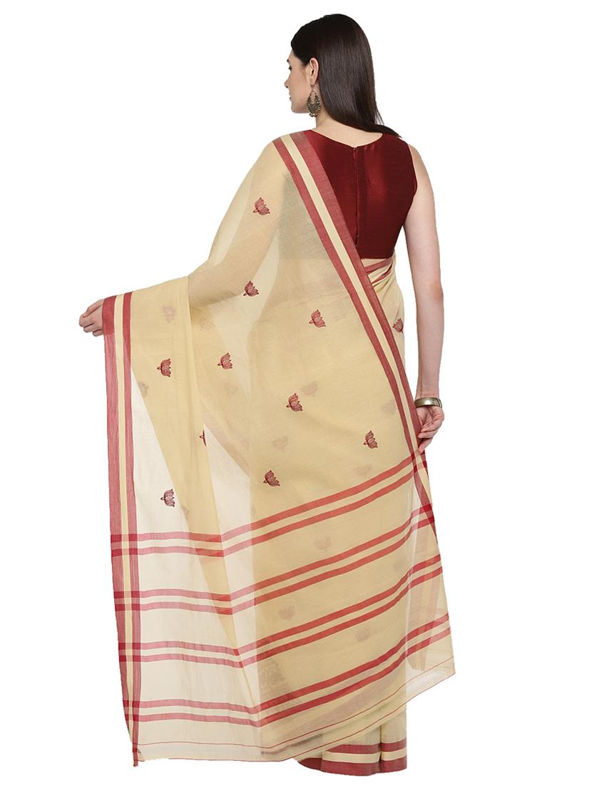 floral embroidered woven saree with blouse - 15876949 - Zoom Image - 2