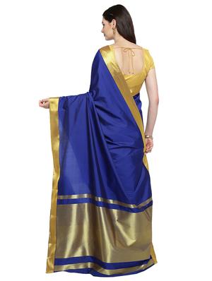 royal blue zari woven saree with blouse - 15876955 - Standard Image - 2