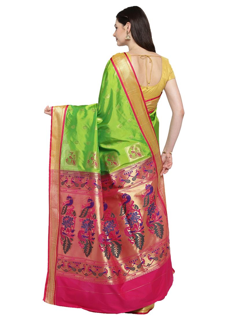 conversational zari motif woven saree with blouse - 15876960 - Zoom Image - 2